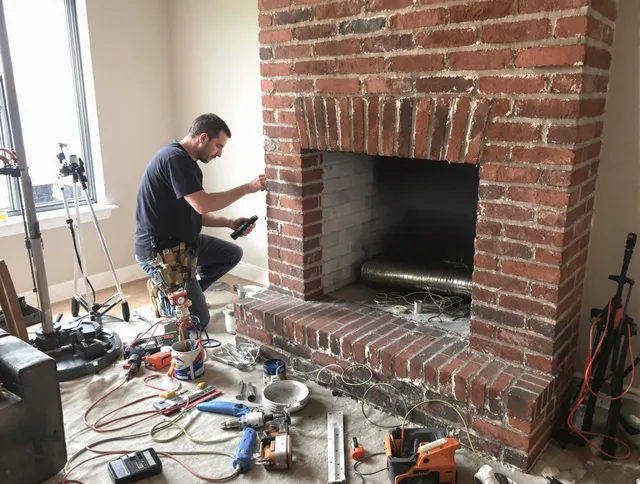 Ashland Chimney Sweep specialist finalizing chimney liner service in Ashland, MA