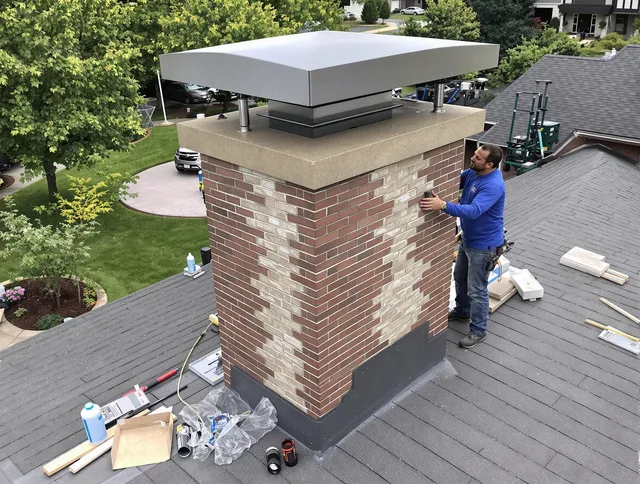 Ashland Chimney Sweep team working on a custom chimney remodel in Ashland, MA