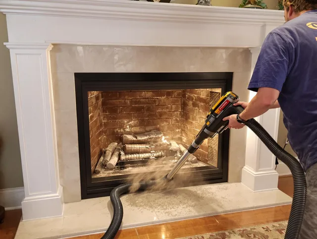 Fireplace cleaning performed by Ashland Chimney Sweep in Ashland, MA