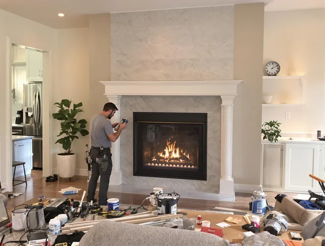 Newly installed fireplace by Ashland Chimney Sweep in Ashland, MA